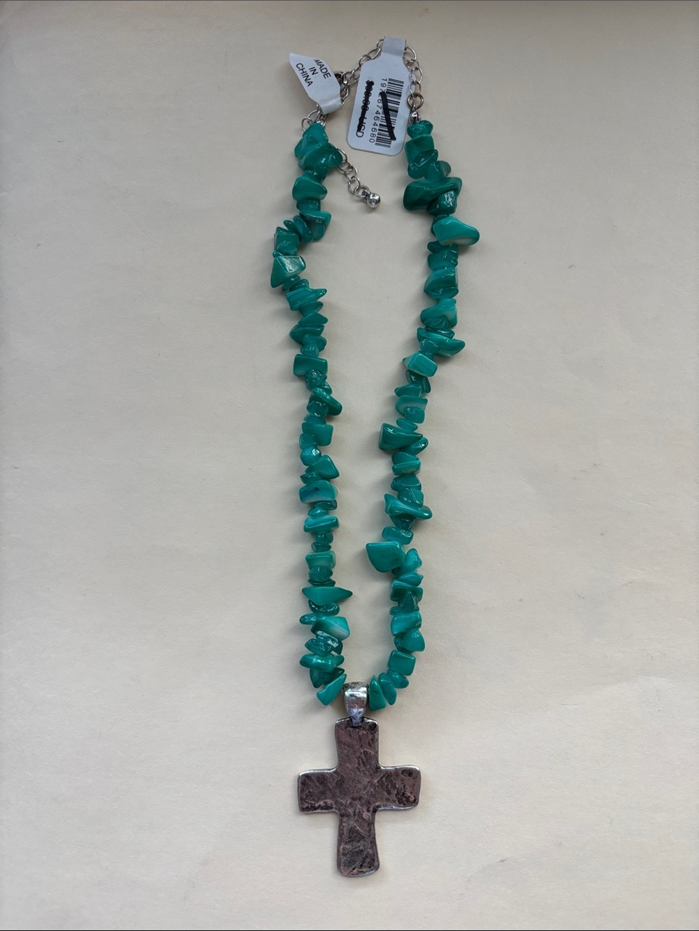 Free People Super Nova Choker in Turquoise with Silver Cross Pendant, NWT - Picture 2 of 3